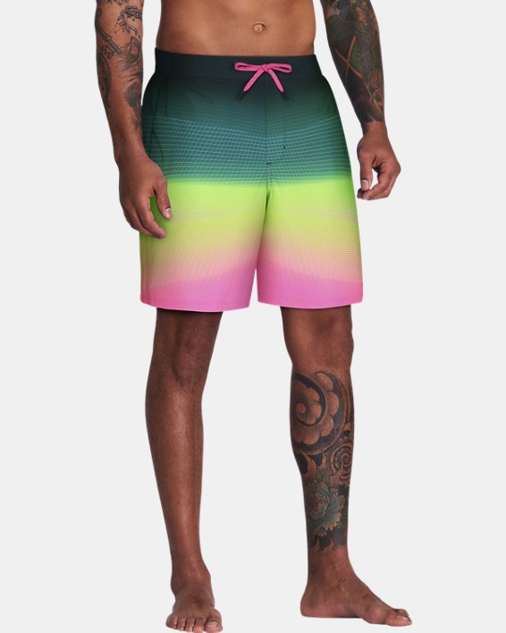 Men's UA Fractal Print Comfort Waist Swim Shorts, Green, pdpMainDesktop image number 0